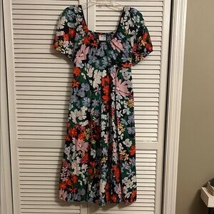 Old Navy Multicolor Floral Smocked Midi Dress